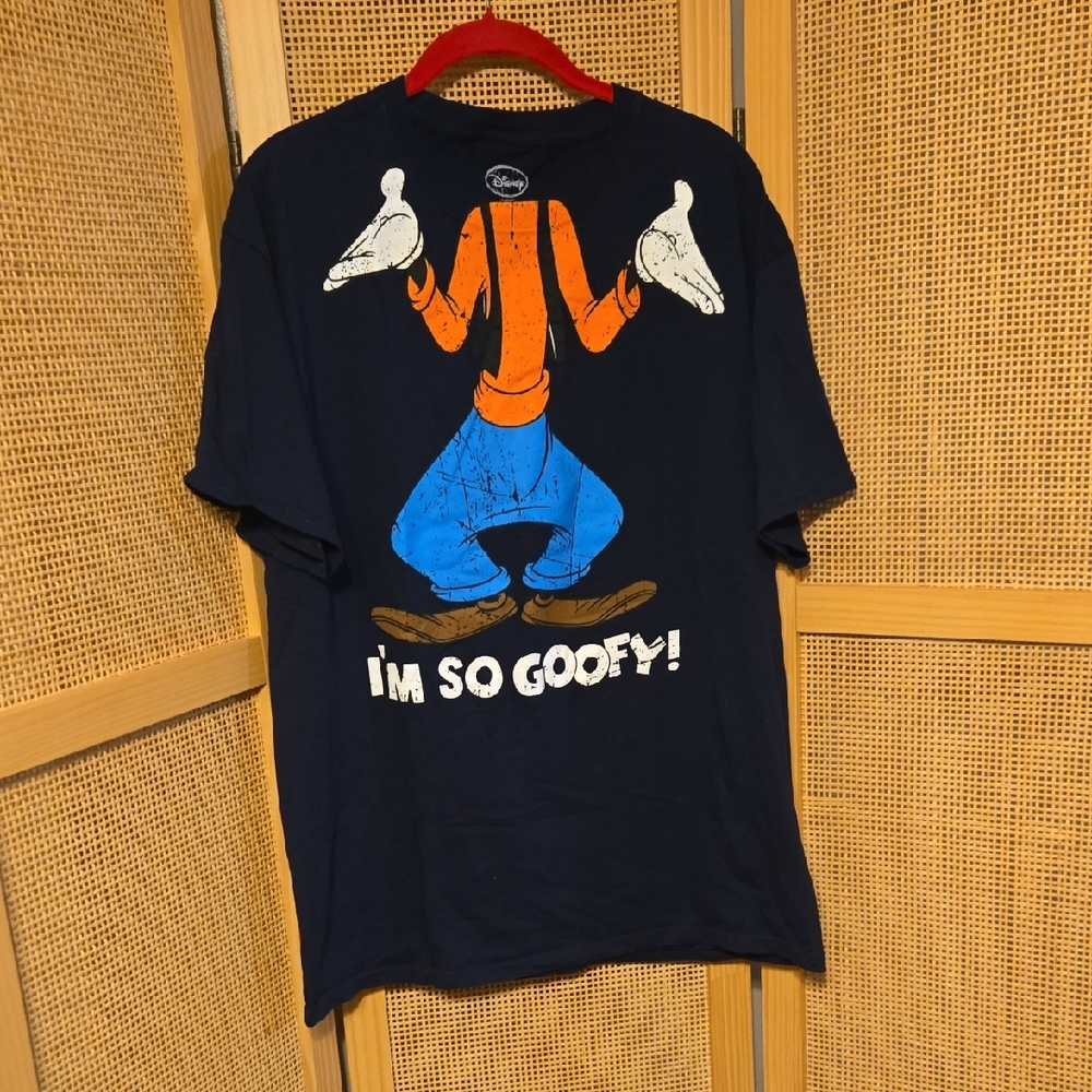 Disney Navy Blue Goofy Graphic Tee Large